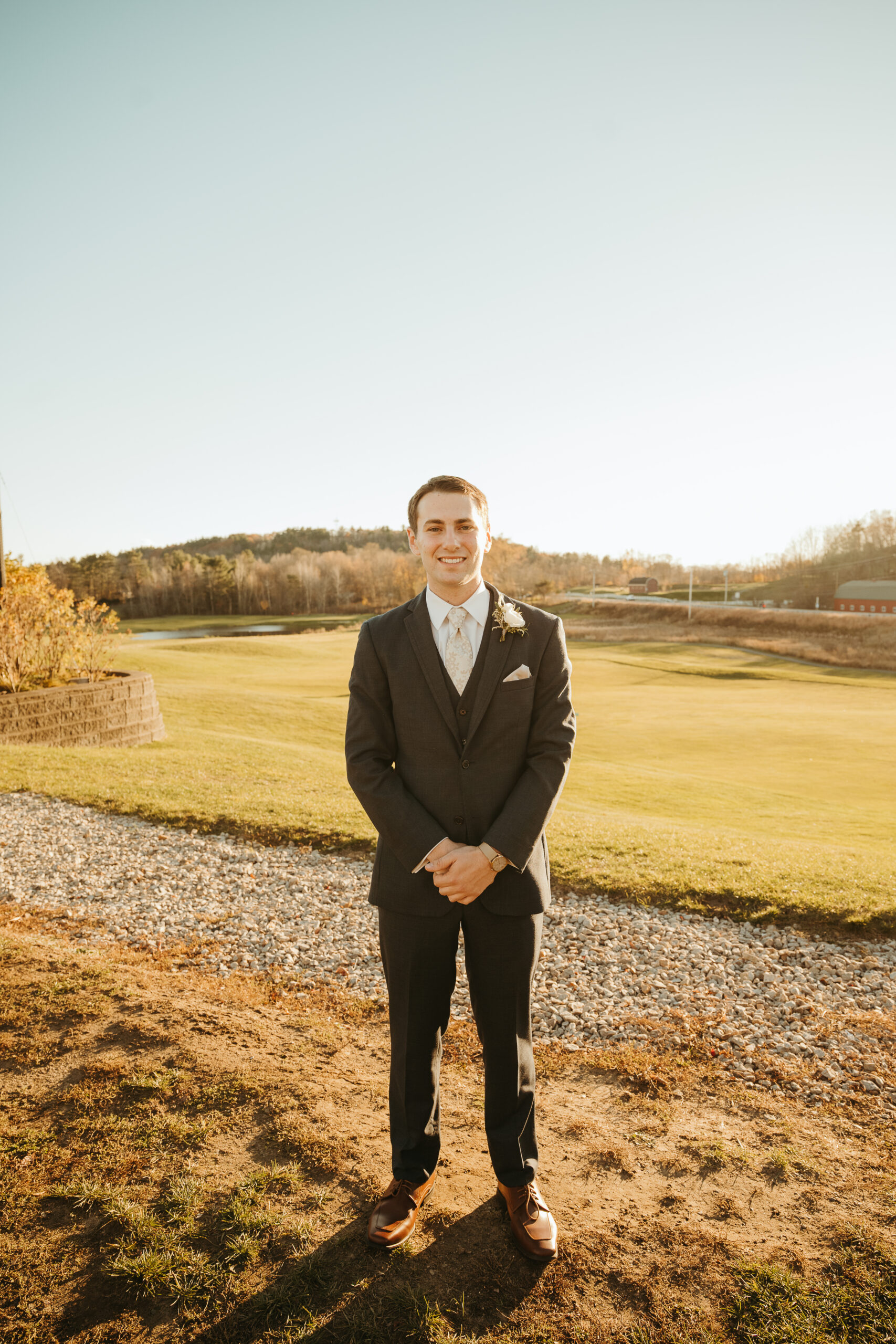 groom at The Red Barn at Outlook Farm