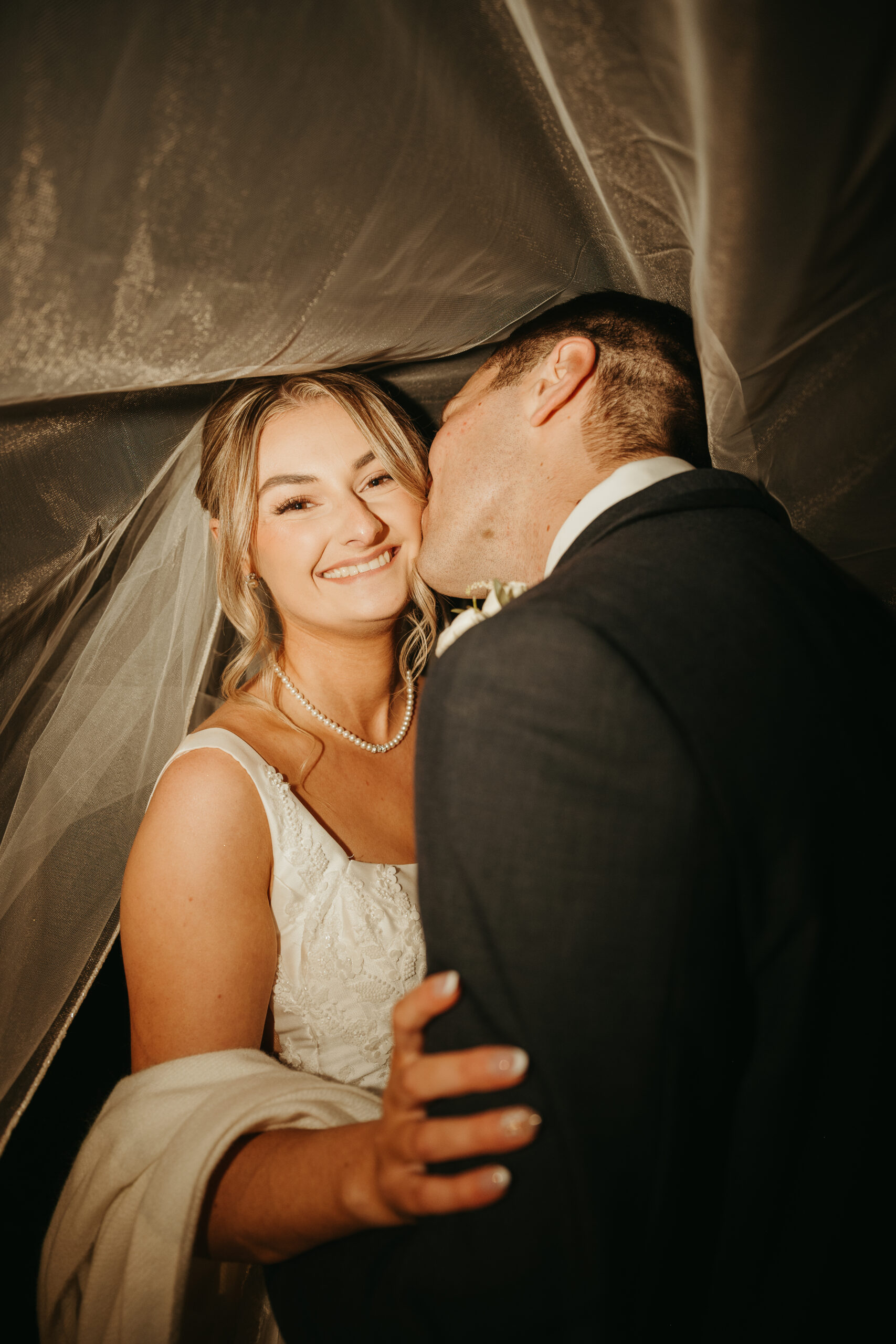 bride and groom portrait at The Red Barn at Outlook Farm