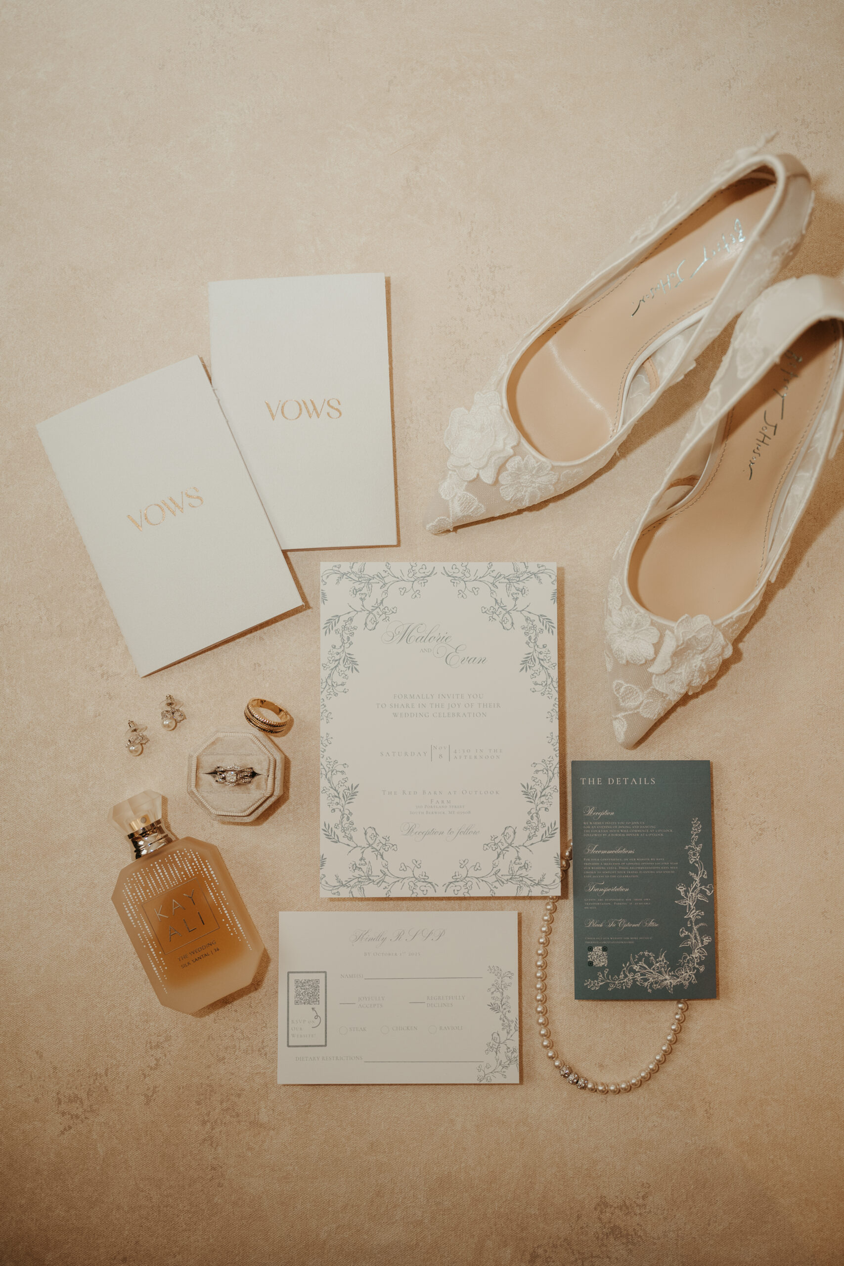 wedding invitation and details at Stage House Inn