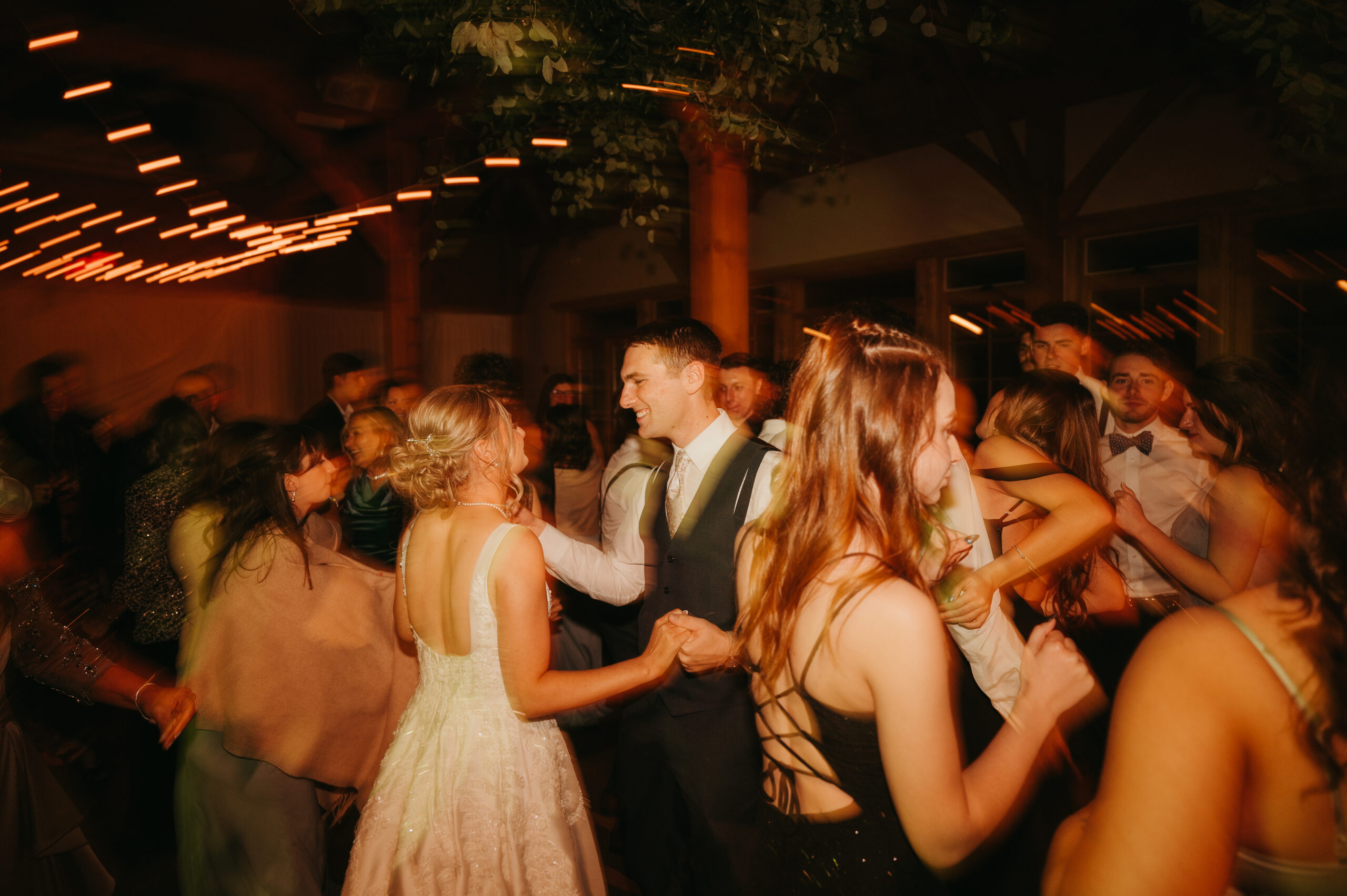 bride and groom dancing at The Red Barn at Outlook Farm